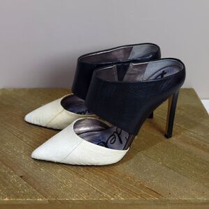 Monroe Heel in Snow White & Black Sam Edelman snakeskin stiletto size 5.5